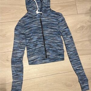 Ae cropped plush zip up hoodie